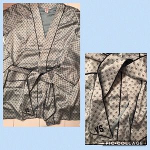 VS SILKY SATIN KIMONO ROBE JACKET BLUE DOT SZ M